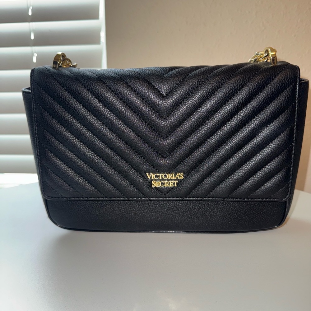 Victoria's Secret Black Chevron Crossbody Bag